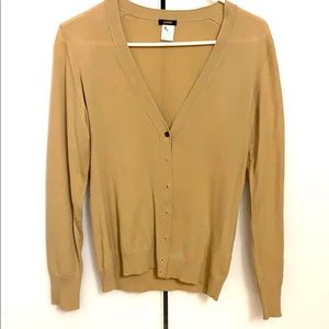 J. Crew wool V neck tan camel sweater cardigan S